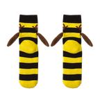 Chaussettes de sport BVB noires et jaunes, au motif d'abeille avec des ailes en peluche, idéales pour les supporters du Borussia Dortmund.