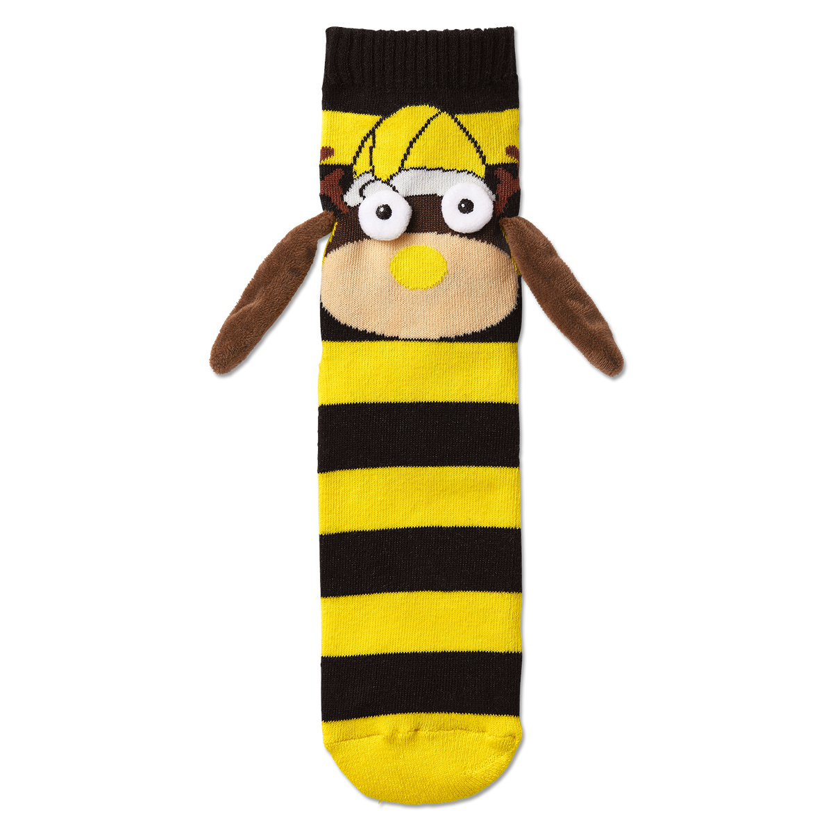Chaussettes BVB « amitié » à rayures noires et jaunes, ornées d'un motif d'abeille et de jolis détails tels que des oreilles évasées. Idéales comme cadeau ou accessoire pour tous les fans du Borussia Dortmund.