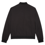 Die Rückansicht einer schwarzen BVB-Übergangsjacke mit schlichtem Design, ideal für Fans und sportliche Aktivitäten.