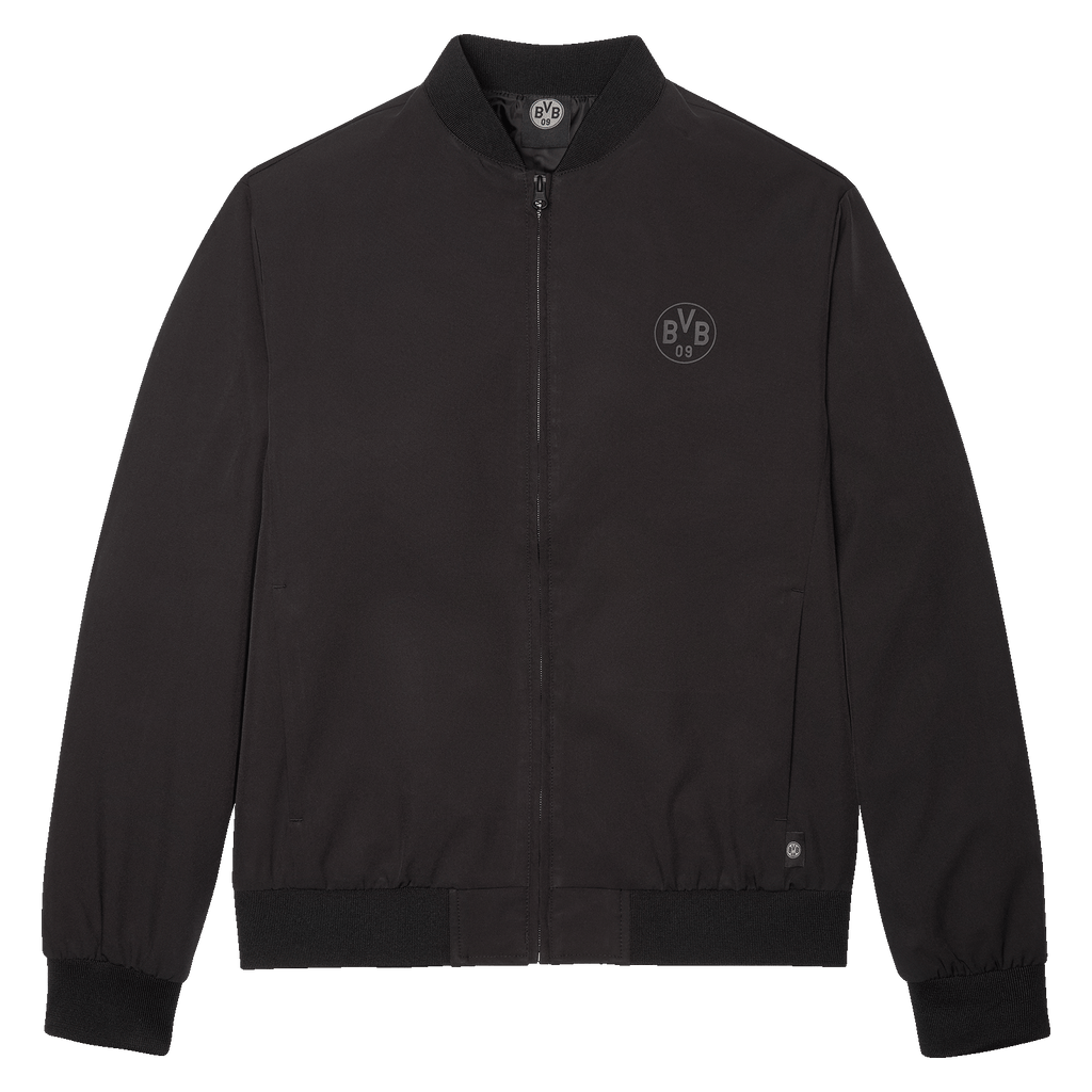 Black Borussia Dortmund transitional jacket with the BVB 09 logo on the chest, perfect for everyday wear or for BVB fans.