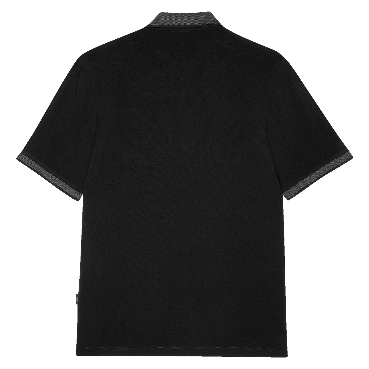 Black BVB polo shirt, seen from the back, featuring minimalist design elements on the collar and sleeves—perfect for Borussia Dortmund fans.
