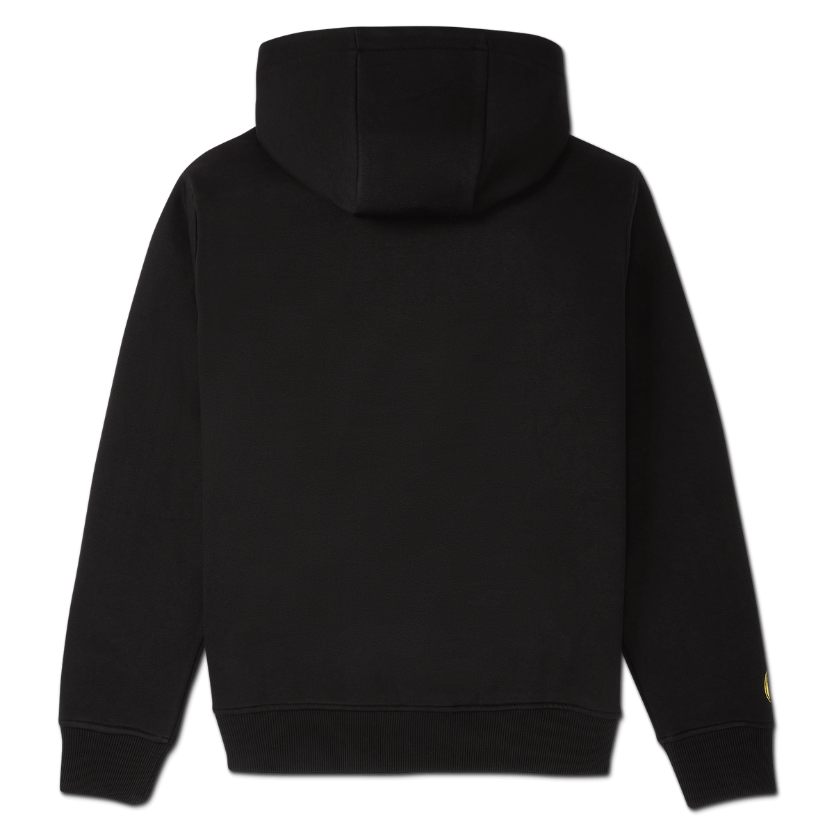 Black unisex BVB Rainbow hoodie (rear view), simple design, ideal for Borussia Dortmund fans.