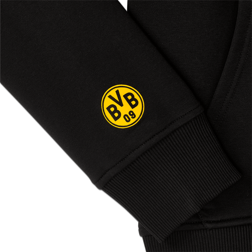 Unisex BVB Rainbow Hoodie in black with an embroidered yellow BVB logo—stylish and comfortable for Borussia Dortmund fans.