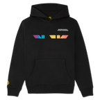 Black unisex hoodie from Borussia Dortmund with a colorful rainbow design and lettering, perfect for fans.