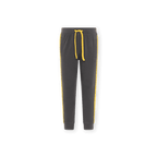 Pantalon de jogging pour enfant du BVB, noir avec des bandes jaunes sur les côtés et un cordon de serrage jaune, idéal pour le sport et les loisirs.