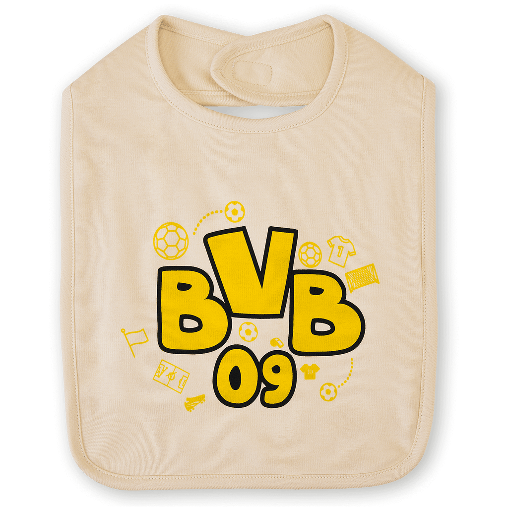 Set composto da due bavaglini per neonati del BVB con motivo nero e giallo “BVB 09”, ideali per i piccoli tifosi del Borussia Dortmund.