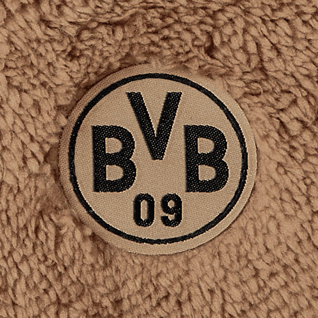 Suave chaqueta de peluche para bebés y niños pequeños con el escudo beige del BVB 09, ideal para los pequeños aficionados del Borussia Dortmund.