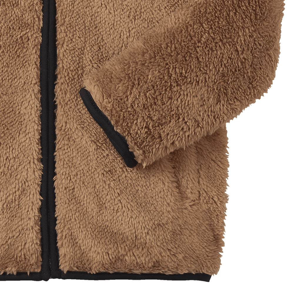 Chaleco de peluche marrón del BVB para bebés y niños pequeños, con cremallera negra y detalles.