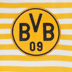 Stilvolles BVB-Baby-Set mit gelben und weißen Streifen sowie einem aufgestickten, schwarzen BVB-Logo auf der Brust.