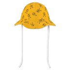 Cappellino giallo del BVB per neonati con motivo EMMA nei colori nero e giallo e nastri bianchi, articolo per tifosi del Borussia Dortmund.