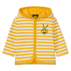 Veste réversible du BVB pour bébés et jeunes enfants, à rayures jaunes et blanches, avec capuche, application brodée « EMMA » et logo du BVB à l'intérieur.