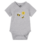 Body gris para bebé del Borussia Dortmund, de manga corta, decorado con dos abejas negras y amarillas y una flor amarilla con el logotipo del BVB, ideal para los pequeños aficionados.
