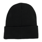 Schwarze Beanie-Mütze für Kinder mit reflektierendem BVB-Logo, perfektes Accessoire für Borussia Dortmund Fans.