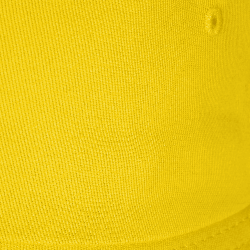 Gelber Fischerhut mit schwarzem BVB-Logo, Accessoire für Fans von Borussia Dortmund.