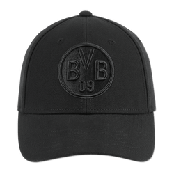 Cappellino nero del BVB con l'elegante logo del BVB ricamato e il numero 09, ideale per i tifosi del Borussia Dortmund.
