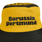 Black-and-yellow BVB fisherman's hat with "Borussia Dortmund" lettering—a stylish accessory for fans of the club.