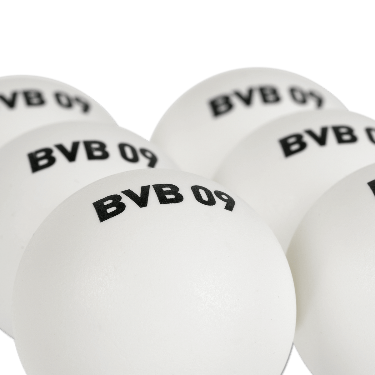 6个装白色乒乓球，印有黑色BVB 09标志，多特蒙德球迷专用乒乓球。