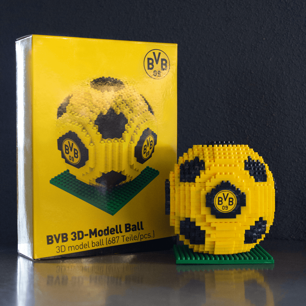 BVB 3D model ball with 687 parts, in the club colors of black and yellow—perfect as a fan item or gift.