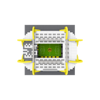 Kit de construction miniature du SIGNAL IDUNA PARK avec des mâts d'éclairage jaunes détaillés, la structure du stade et un terrain de jeu vert. Idéal pour les supporters du BVB et les collectionneurs.