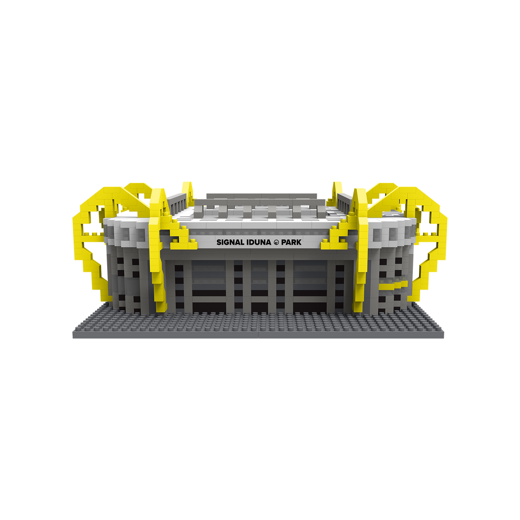 Maquette miniature du SIGNAL IDUNA PARK du BVB aux couleurs noir et jaune, idéale pour les supporters du Borussia Dortmund.