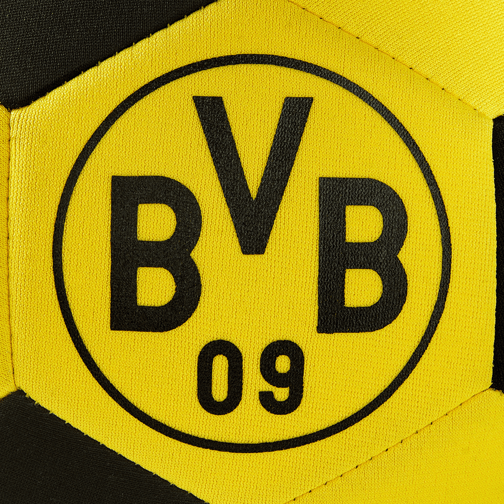 Balón de fútbol del BVB de neopreno en colores negro y amarillo, con un gran logotipo del BVB y el número 09 como detalle destacado.