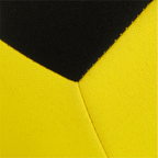 Un balón de fútbol del BVB en colores negro y amarillo, fabricado en neopreno y con un tamaño de 20 cm, perfecto para los aficionados y para jugar.