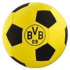 一款黑色和黄色相间的BVB足球，采用氯丁橡胶材质，中央印有BVB 09标志。是足球迷的理想之选，也是多特蒙德球迷的完美周边商品。