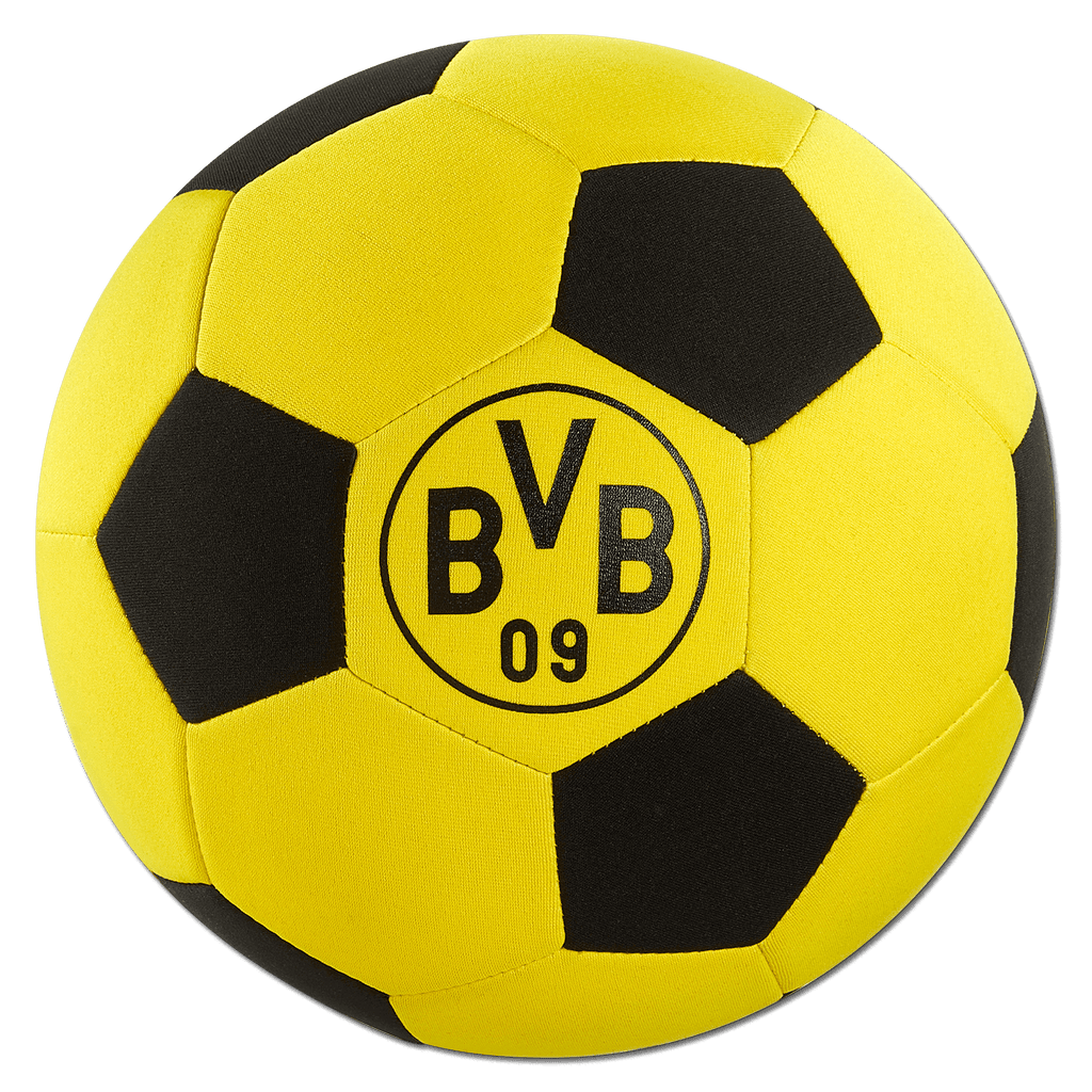 Un balón de fútbol del BVB en colores negro y amarillo, fabricado en neopreno y con el logotipo central «BVB 09». Perfecto para los aficionados al fútbol y como artículo oficial del Borussia Dortmund.