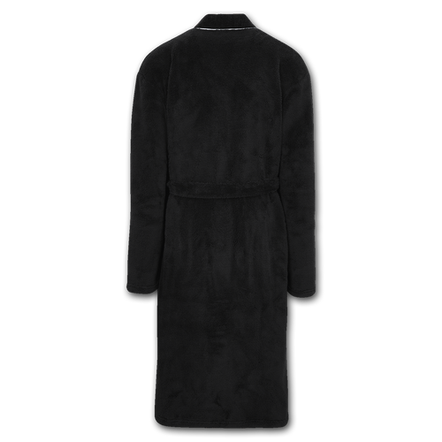 Peignoir noir du BVB pour homme, en matière douce, vu de dos avec ceinture.
