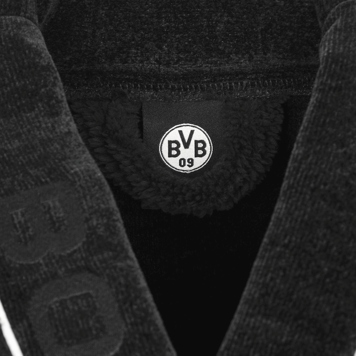 Albornoz negro del BVB para hombre con el logotipo del BVB y tejido suave, ideal para los aficionados del Borussia Dortmund.