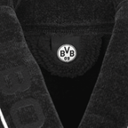 Accappatoio nero da uomo del BVB con logo BVB e tessuto morbido, ideale per i tifosi del Borussia Dortmund.
