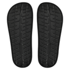 Chaussons de bain noirs avec le logo du BVB et une semelle antidérapante, vue de dessous.