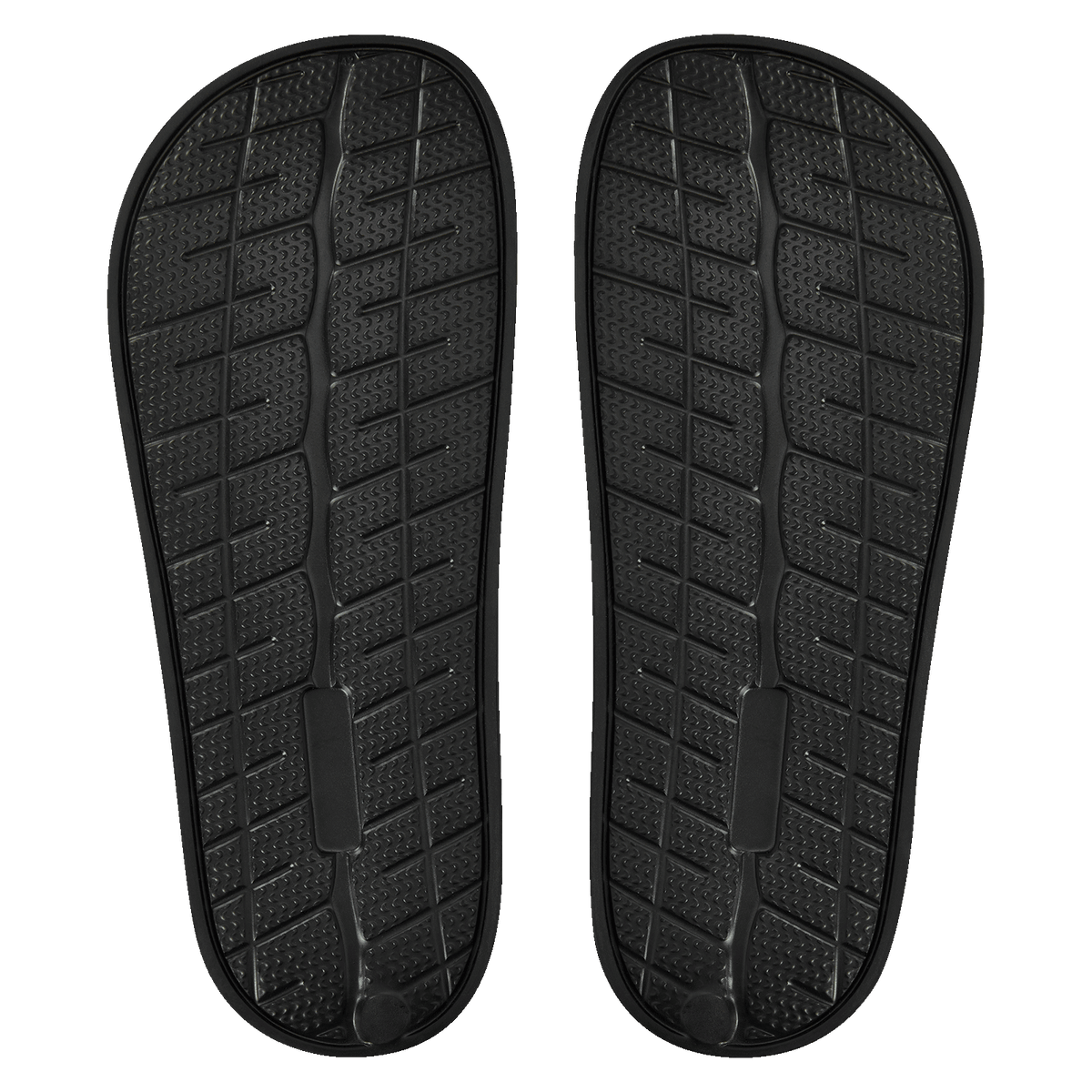 Chaussons de bain noirs avec le logo du BVB et une semelle antidérapante, vue de dessous.