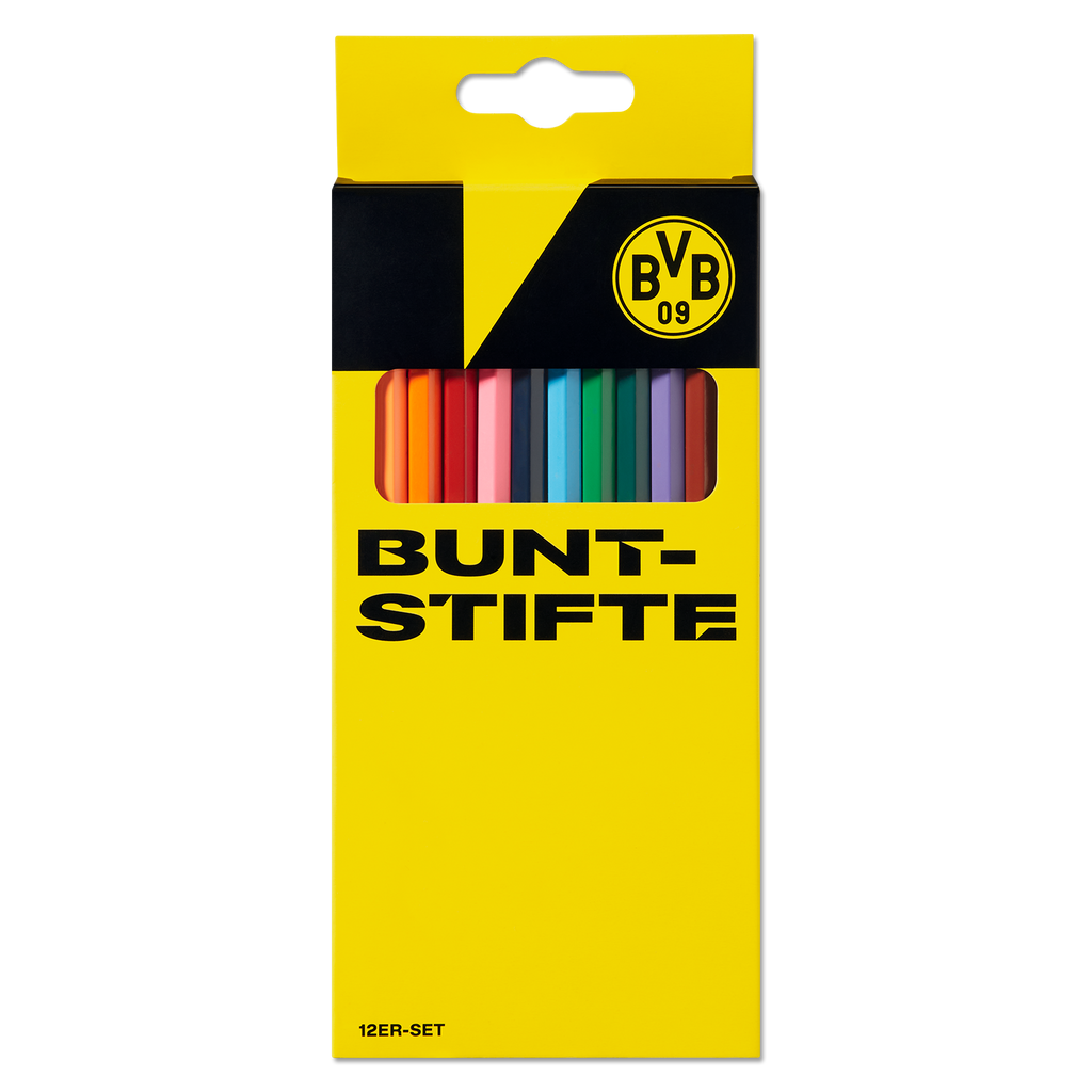 BVB 12支装彩色铅笔，采用印有BVB标志的黑黄配色包装，非常适合多特蒙德球迷。