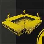 Placa metálica del BVB con diseño en negro y amarillo y una imagen del SIGNAL IDUNA PARK, ideal como decoración para los aficionados.