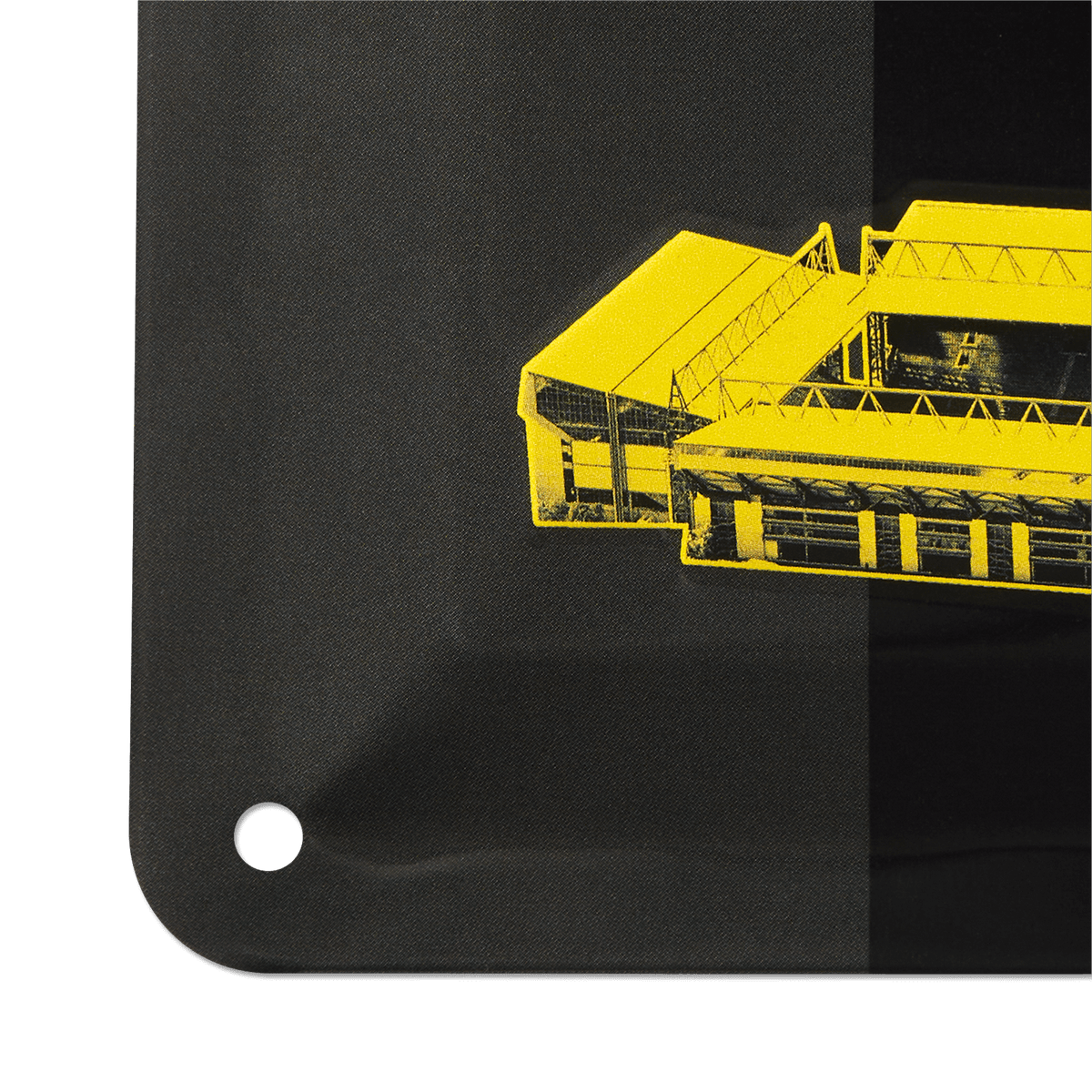 Placa metálica rectangular del BVB con diseño en negro y amarillo y una imagen del SIGNAL IDUNA PARK, ideal como decoración para los aficionados.
