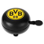 Campanello da bicicletta nero e giallo con il logo del BVB, perfetto per i tifosi del Borussia Dortmund. Un accessorio di stile per la bicicletta.