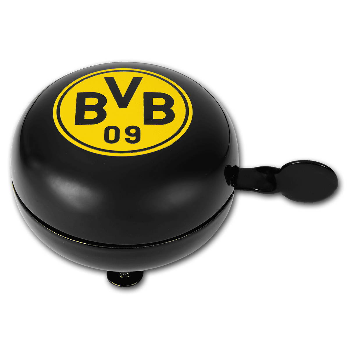 Schwarzgelbe Fahrradklingel mit BVB-Logo, perfekt für Fans von Borussia Dortmund. Stilvolles Accessoire für das Fahrrad.
