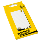 黄色款多特蒙德（BVB）磁性便签本，印有BVB队徽。非常适合在办公室或家中记录笔记，包装上印有信号伊杜纳公园（SIGNAL IDUNA PARK）的图案。