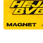Hochwertiger BVB-Magnet in schwarzgelbem Design mit der Aufschrift 'Heja BVB' als Fanartikel.