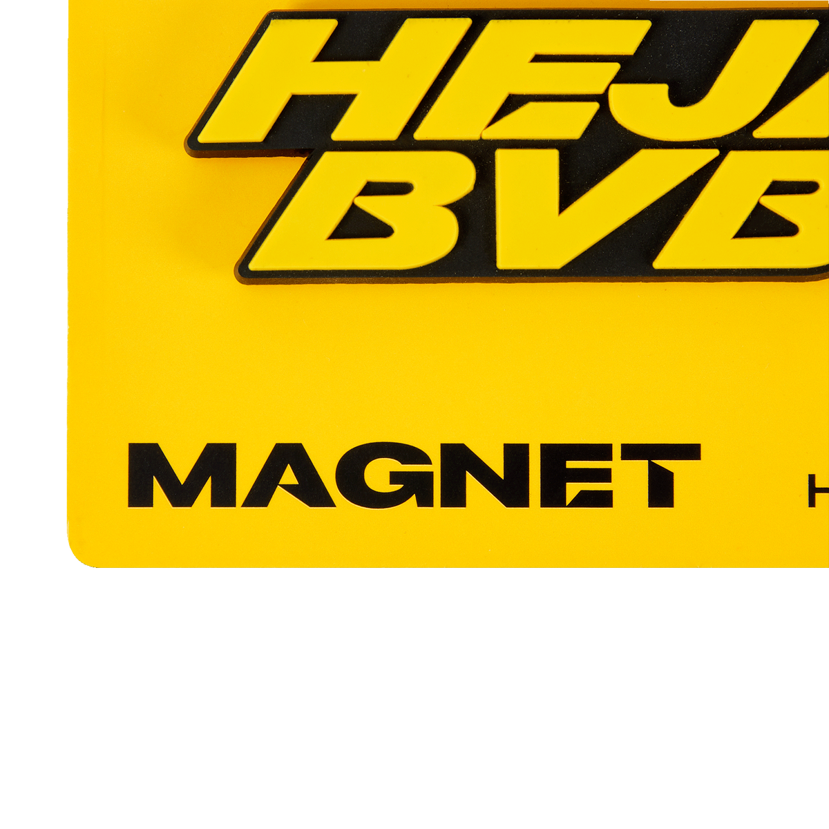 Hochwertiger BVB-Magnet in schwarzgelbem Design mit der Aufschrift 'Heja BVB' als Fanartikel.