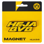 Schwarzgelber BVB-Magnet mit dem Schriftzug 'Heja BVB', ein perfektes Fan-Accessoire für Borussia Dortmund Anhänger.