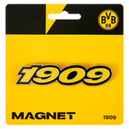 Magnete BVB 1909 con design nero e giallo, merchandising ufficiale del Borussia Dortmund.