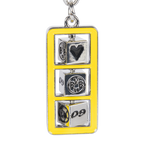 Portachiavi del BVB con cornice gialla e tre cubi argentati con il logo del BVB, un cuore e il numero 09: un accessorio di classe per i tifosi.