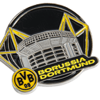 这款黑黄配色的多特蒙德（BVB）别针上印有西格纳尔·伊杜纳公园体育场（SIGNAL IDUNA PARK）的图案和多特蒙德队徽，是多特蒙德球迷的理想周边商品或纪念品。