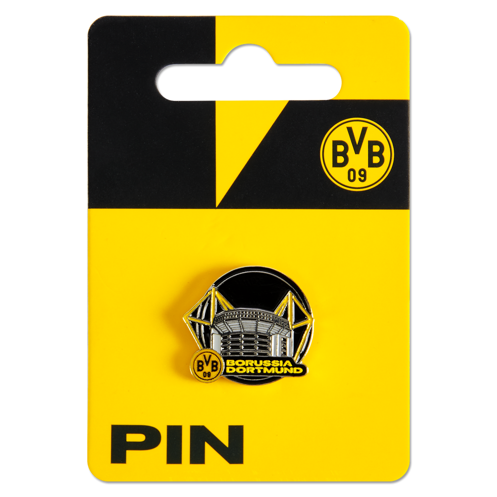 这款多特蒙德（BVB）官方徽章以黑黄双色呈现了西格纳伊杜纳公园球场（SIGNAL IDUNA PARK）的图案，是绝佳的球迷纪念品或礼物。