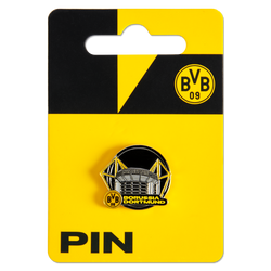 Insignia oficial del BVB con la imagen del SIGNAL IDUNA PARK en negro y amarillo, ideal como artículo para aficionados o como regalo.