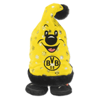Allegro berretto da ballo giallo del BVB con faccina e logo del BVB, decorato con fiocchi di neve e pompon nero, ideale per l’inverno e per i tifosi del Borussia Dortmund.