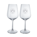 BVB Weinglas im 2er-Set aus klarem Glas mit eingraviertem BVB 09-Logo, perfekt als stilvolles Fan-Accessoire.