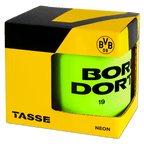 Tazza BVB Neon dai colori vivaci con la scritta “Borussia Dortmund”, il logo BVB e i colori sociali nero e giallo, in un'elegante confezione regalo.